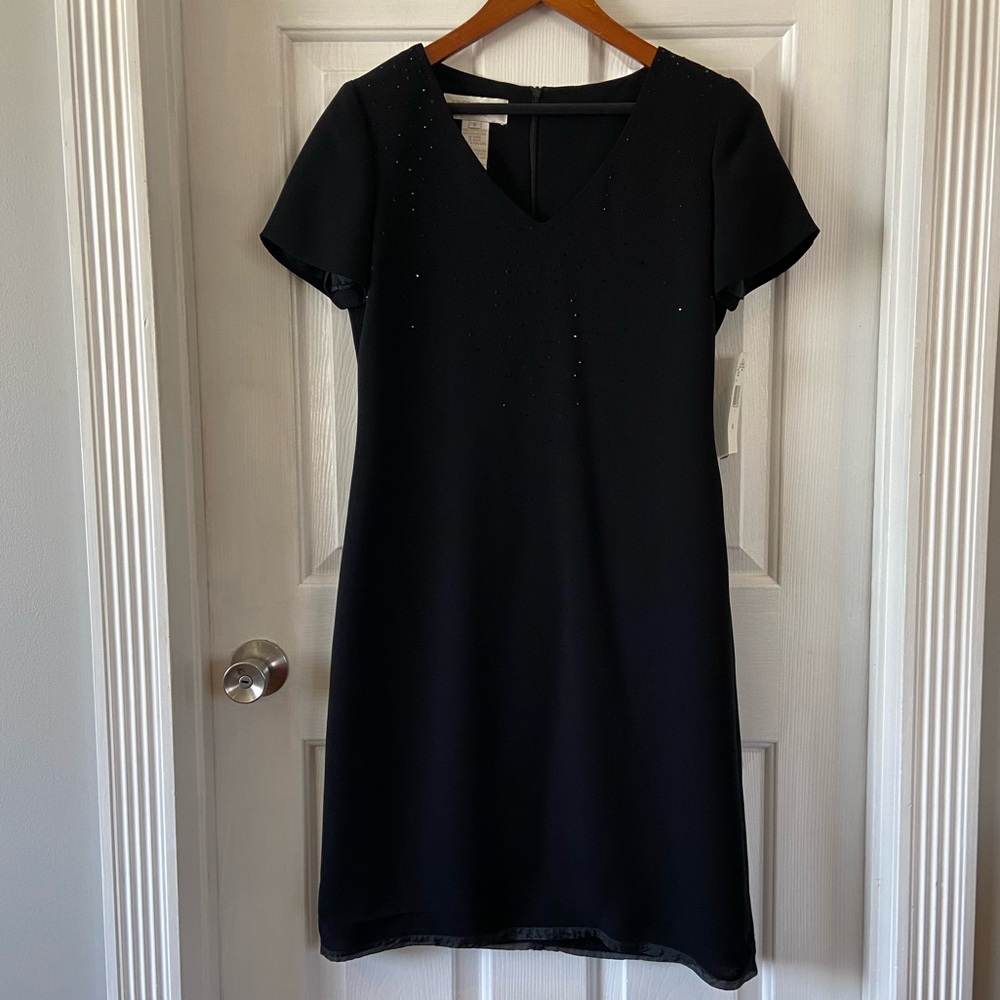 Jones New York Little Black Dress Cocktail Dress Beaded Sheath Size 6 NWT